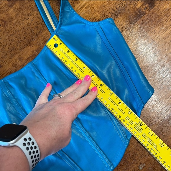 Sincerely Jules faux leather cropped corset top blue size medium bustier - Picture 4 of 9